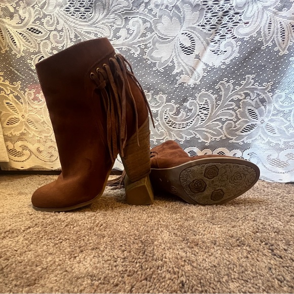 Carlos by Carlos Santana Brown Suede Fringe Booties - Picture 2 of 2
